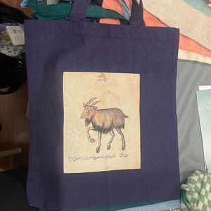 Persian purple recycled cotton tote bag with Goat on it!